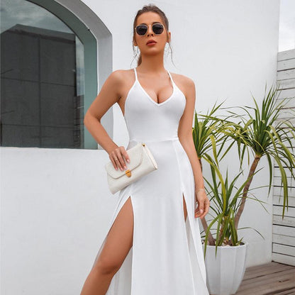 Robe Fendue Dos Nu Taille Haute