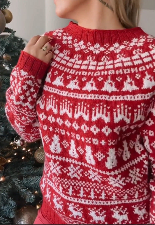 Pull Femme Noël à Col Montant