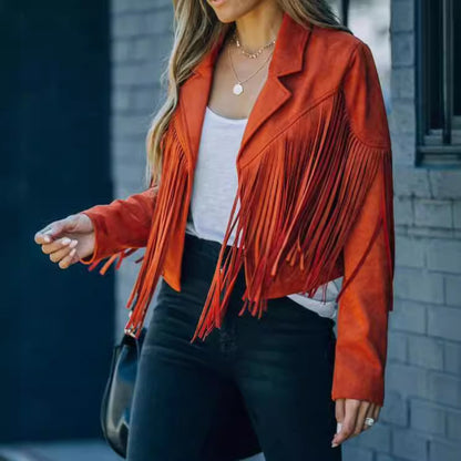 Manteau femme slim à franges