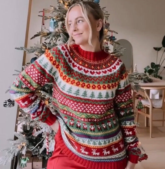 Pull Femme Noël à Col Montant