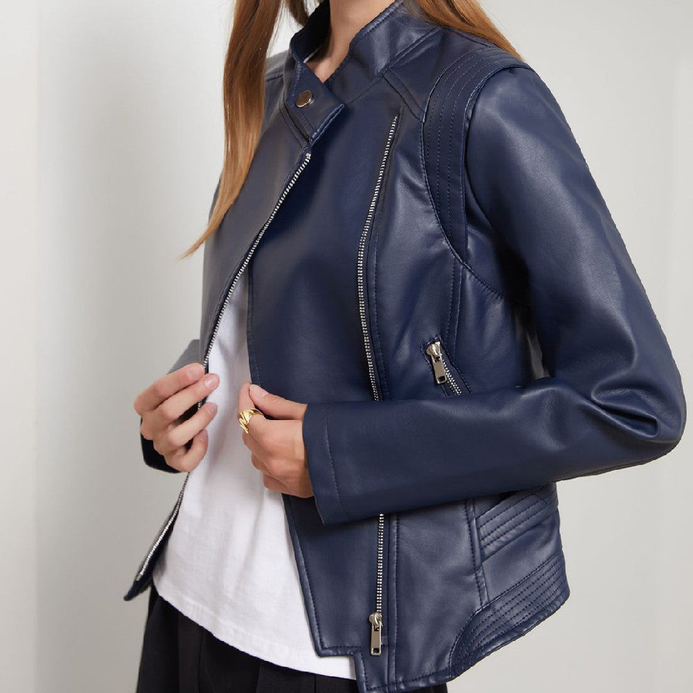 Manteau en cuir slim-fit