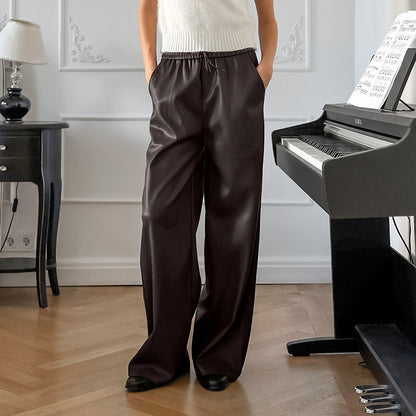 Pantalon en Cuir Décontracté