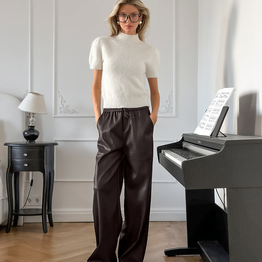 Pantalon en Cuir Décontracté