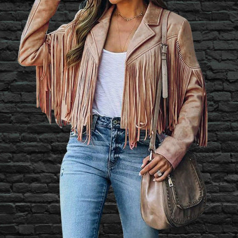 Manteau femme slim à franges