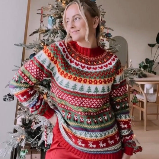 Pull Femme Noël à Col Montant