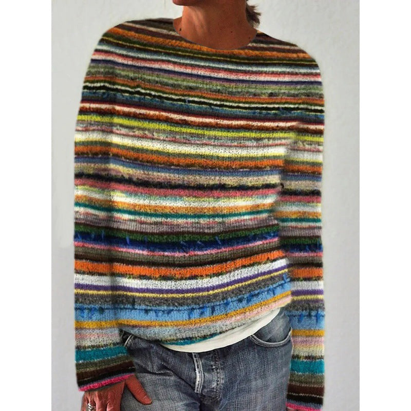 Pull Femme Tendance à Encolure Rond