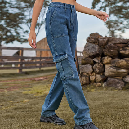 Jeans Vintage Détendus à Taille Élastique